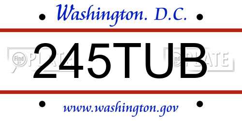 245TUB District Of Columbia License Plate