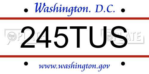 245TUS District Of Columbia License Plate