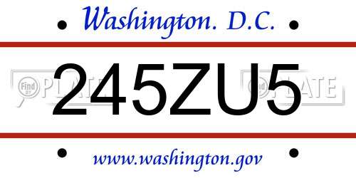 245ZU5 District Of Columbia License Plate