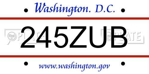 245ZUB District Of Columbia License Plate