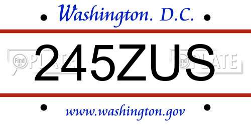 245ZUS District Of Columbia License Plate