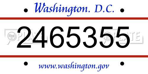 2465355 District Of Columbia License Plate