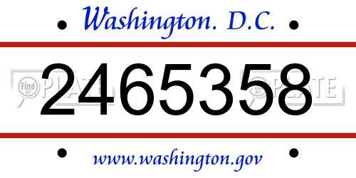 2465358 District Of Columbia License Plate