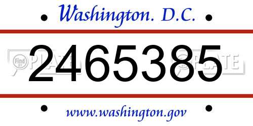 2465385 District Of Columbia License Plate