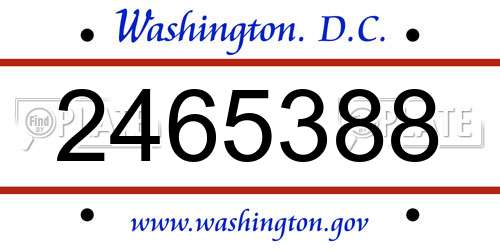 2465388 District Of Columbia License Plate