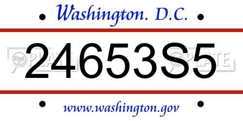 24653S5 District Of Columbia License Plate