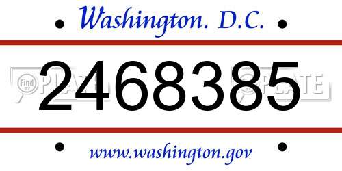 2468385 District Of Columbia License Plate