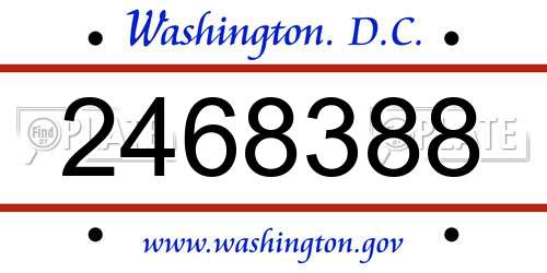 2468388 District Of Columbia License Plate