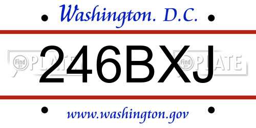 246BXJ District Of Columbia License Plate