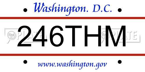 246THM District Of Columbia License Plate