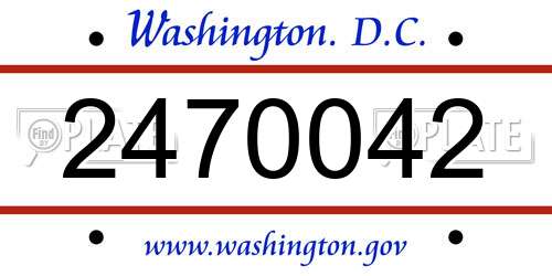2470042 District Of Columbia License Plate