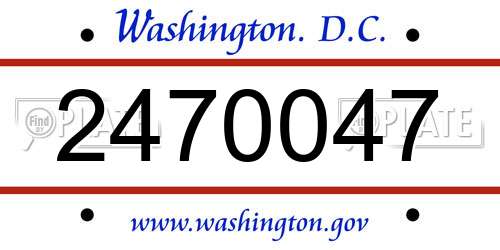 2470047 District Of Columbia License Plate
