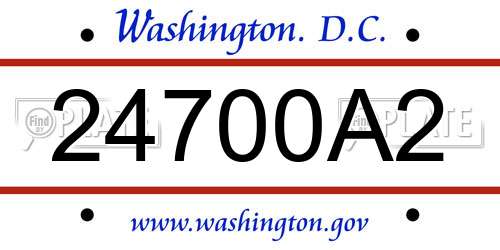 24700A2 District Of Columbia License Plate