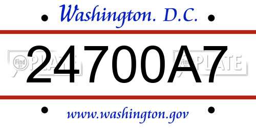 24700A7 District Of Columbia License Plate