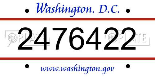 2476422 District Of Columbia License Plate