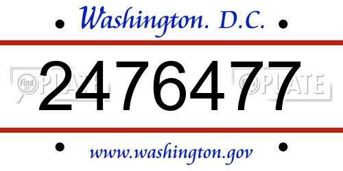 2476477 District Of Columbia License Plate