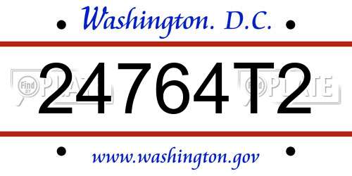 24764T2 District Of Columbia License Plate