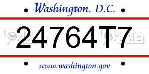 24764T7 District Of Columbia License Plate