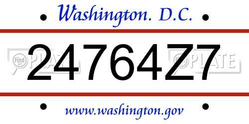 24764Z7 District Of Columbia License Plate