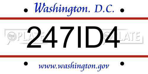 247ID4 District Of Columbia License Plate