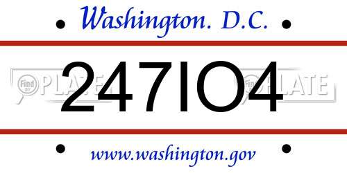 247IO4 District Of Columbia License Plate