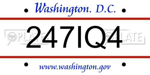 247IQ4 District Of Columbia License Plate
