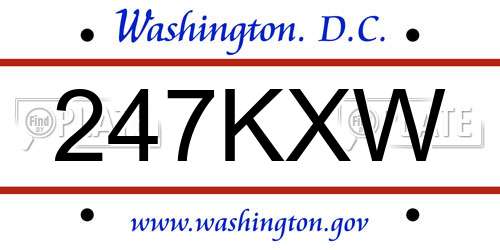 247KXW District Of Columbia License Plate