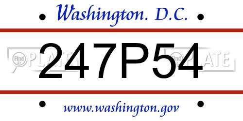 247P54 District Of Columbia License Plate