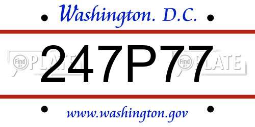 247P77 District Of Columbia License Plate