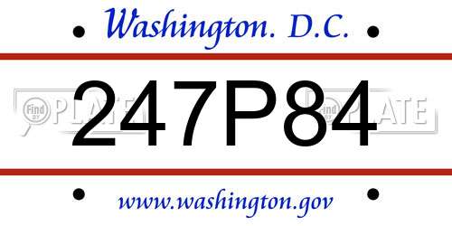 247P84 District Of Columbia License Plate