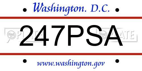 247PSA District Of Columbia License Plate