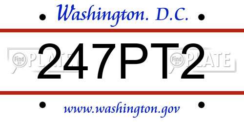 247PT2 District Of Columbia License Plate