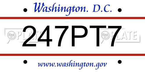247PT7 District Of Columbia License Plate