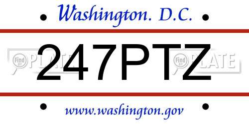 247PTZ District Of Columbia License Plate