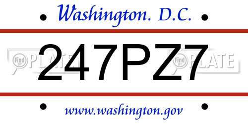 247PZ7 District Of Columbia License Plate