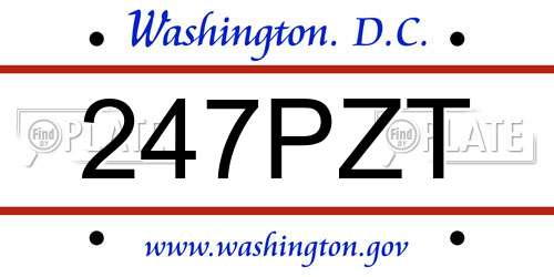 247PZT District Of Columbia License Plate