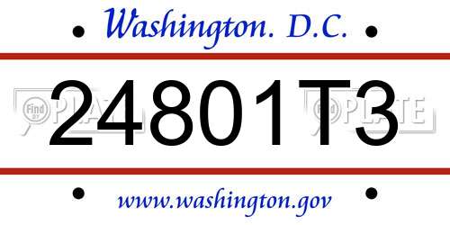 24801T3 District Of Columbia License Plate