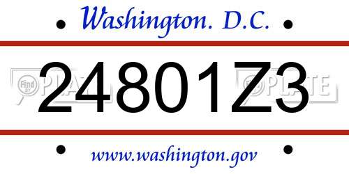 24801Z3 District Of Columbia License Plate