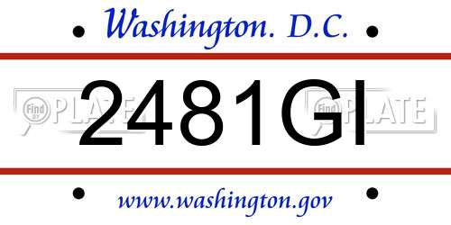 2481GI District Of Columbia License Plate