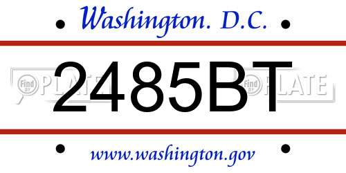 2485BT District Of Columbia License Plate