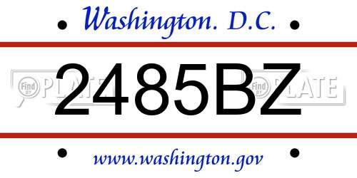 2485BZ District Of Columbia License Plate