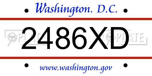 2486XD District Of Columbia License Plate