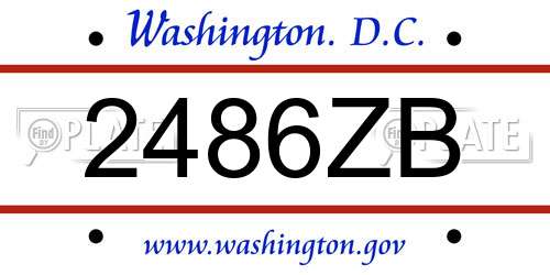 2486ZB District Of Columbia License Plate