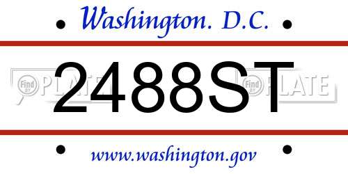 2488ST District Of Columbia License Plate