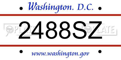 2488SZ District Of Columbia License Plate