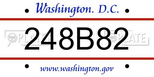 248B82 District Of Columbia License Plate