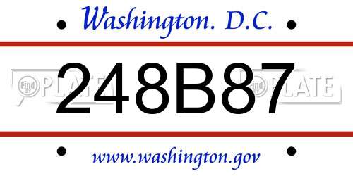 248B87 District Of Columbia License Plate
