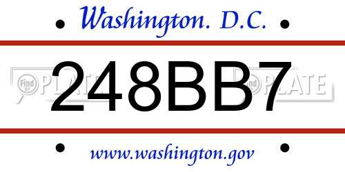 248BB7 District Of Columbia License Plate