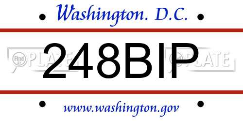 248BIP District Of Columbia License Plate
