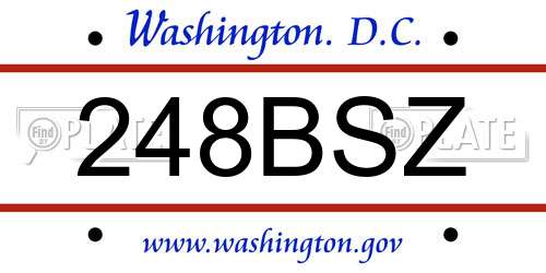 248BSZ District Of Columbia License Plate